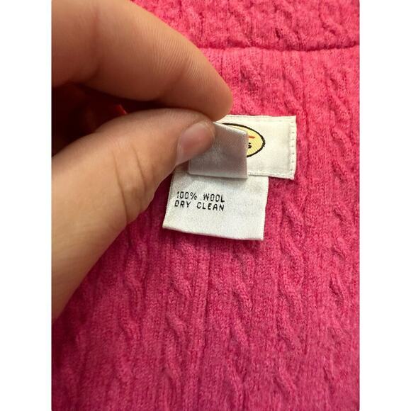 Talbots Pink 100% Wool Cable Knit Barbiecore Blazer Jacket Size XL - Picture 4 of 5